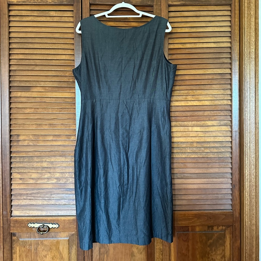 Oscar de la Renta grey and black silk mix sheath dress size large XL 16. - Picture 9 of 11